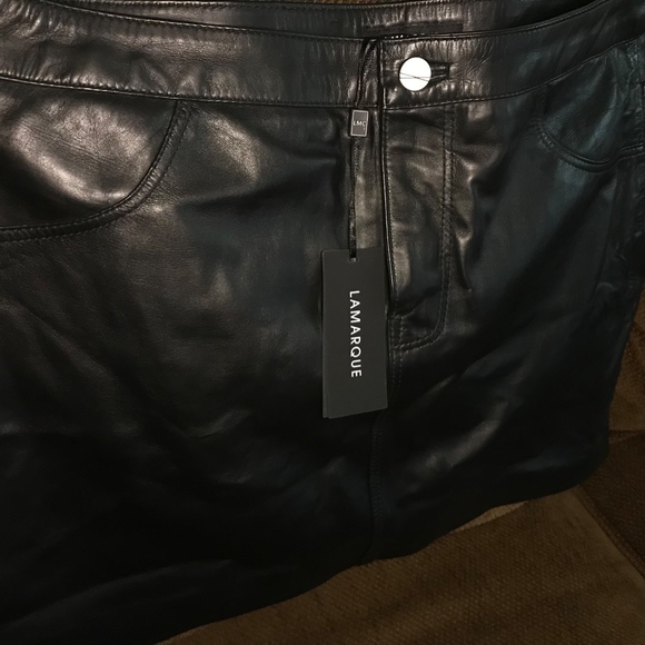 LAMARQUE MELORA ECO Black Leather Jean Mini Skirt - Picture 6 of 6